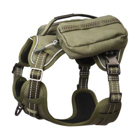 PETMARVEL High-Perfomance Tactical Dog Harness With Backpack, No Pull Front Clip & Metal Buckles (Option: Army Green-Small)